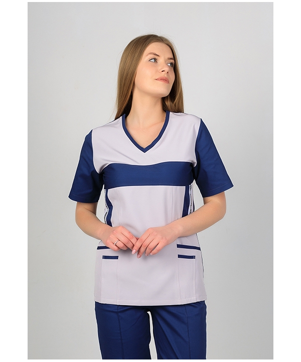 Блуза MedLife Uniforms Аліна з U-подібною шиєю та нагрудною вставкою