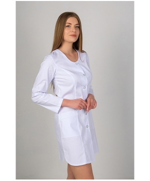 Халат MedLife Uniforms Аліса з довгими рукавами та застібкою на 6 гудзиків