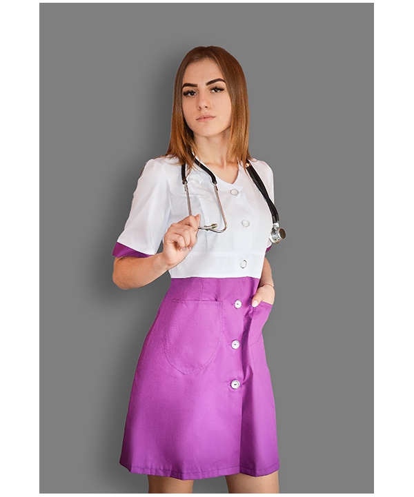 Халат MedLife Uniforms Меліса з кольоровим низом та вставками на рукавах